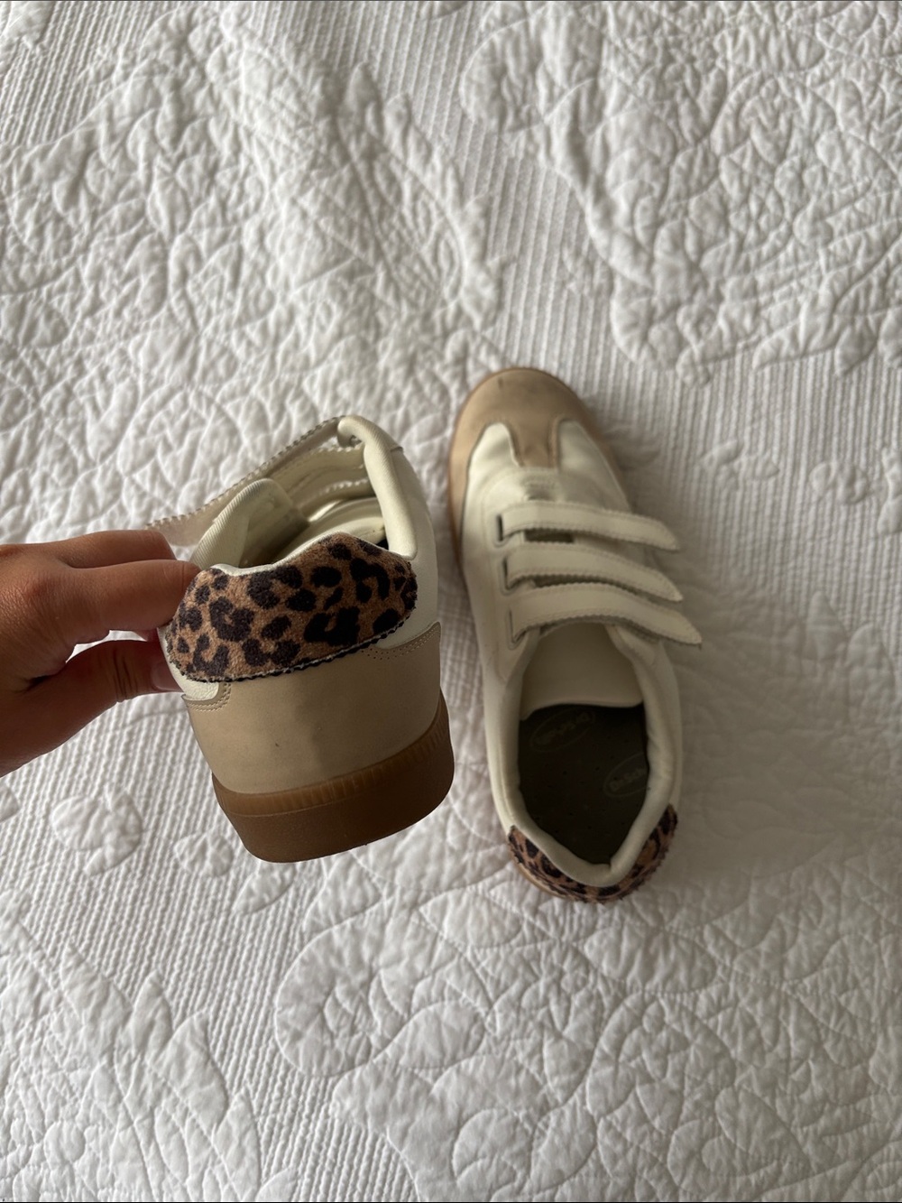 Dolce Vita Cream and Brown Leopard Velcro Sneakers